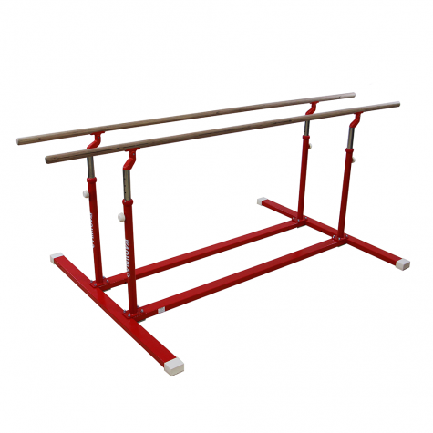COMPACT PARALLEL BARS WITH FOLDING LEGS AND TRANSPORT TROLLEYS