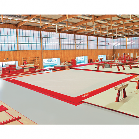 LONDON COMPETITION EXERCISE FLOOR WITH OVERLAY CARPET - 14 x 14 m (*) - FIG Approved